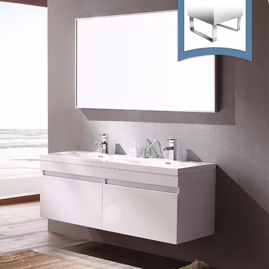 Wooden Black White Wall Mounted Classic Melamine Plywood Bathroom Cabinet