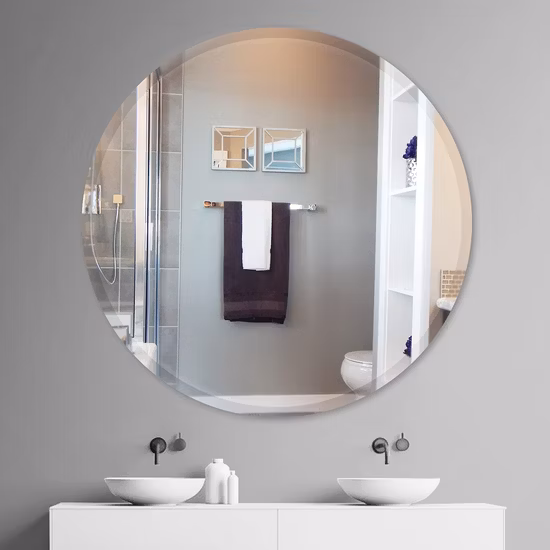 3mm 4mm 5mm 6mm Home Mirror Wholesale Wall Mounted Unframed Frameless Dressing Vanity Beveled Round Rectangle Decorative Mirror Make-up Cosmetic Bathroom Mirror