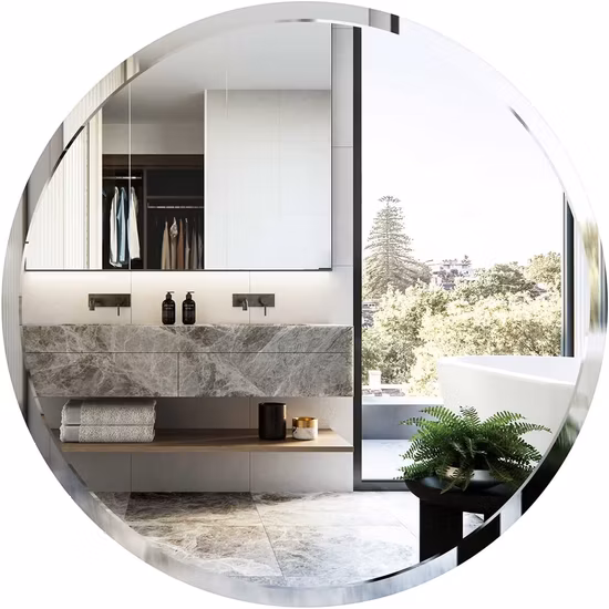 3mm 4mm 5mm 6mm Home Mirror Wholesale Wall Mounted Unframed Frameless Dressing Vanity Beveled Round Rectangle Decorative Mirror Make-up Cosmetic Bathroom Mirror